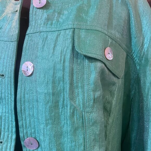 Y2K Iridescent Green Glam Feminine Blazer Jakcet 20W Fairy Easter Lightweight - Picture 7 of 8